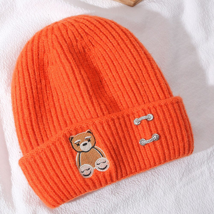 Autumn & Winter Embroidered Teddy Bear Beanie