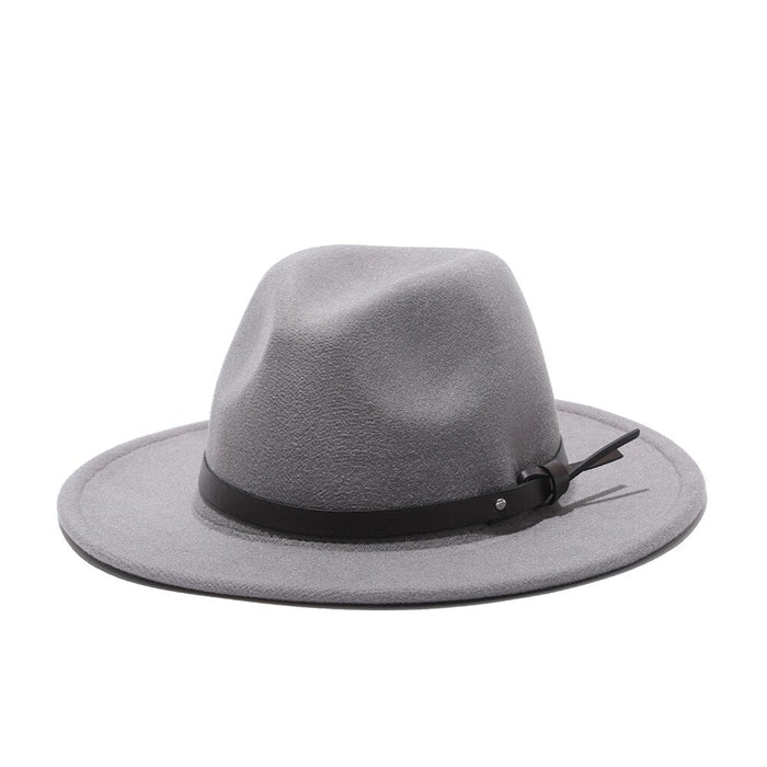 Vintage Styled Flat & Wide Brimmed Fedora With Thick Black Buckle