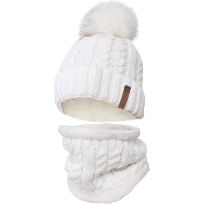 Women's Scarf And Pom Beanie Set