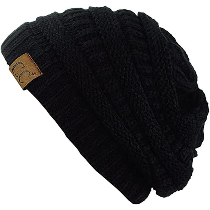 Solid Warm Soft Stretch Cable Knit Beanie