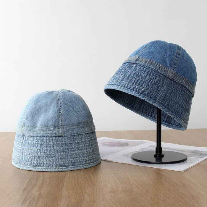 Foldable Faux Washed Denim Fisherman's Bucket Hat