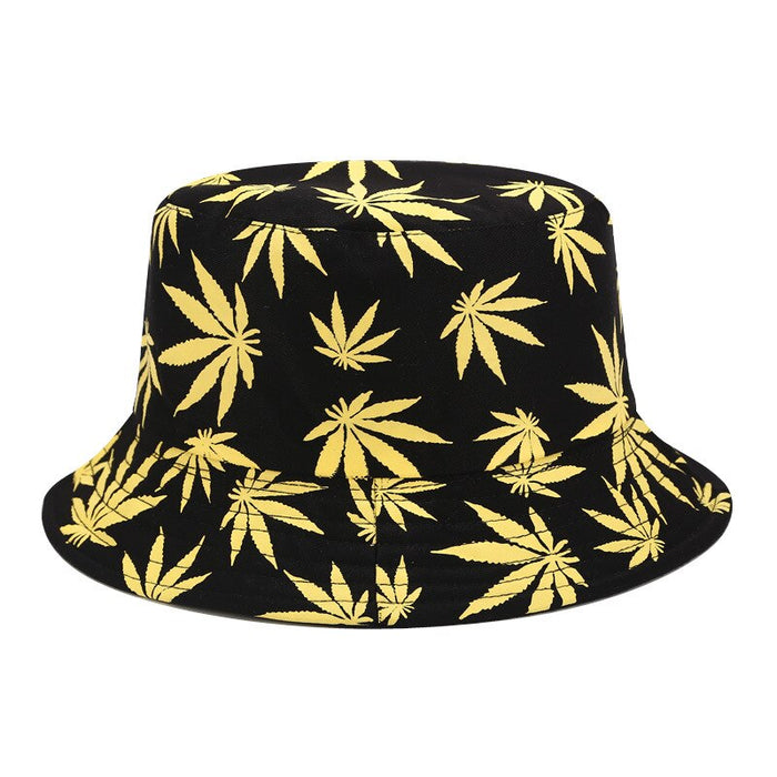 Spring & Summer Cotton Knit Flat Topped Leaf Bucket Hat