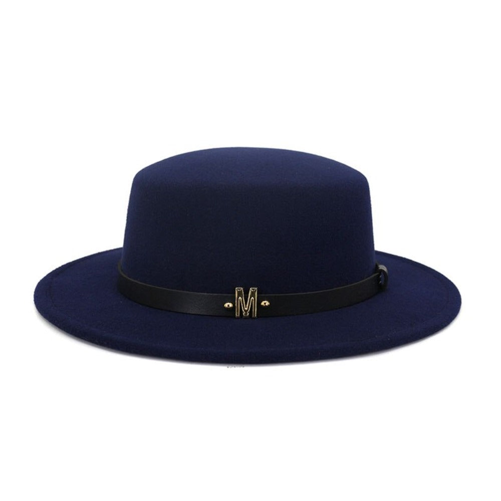 American Jazz Round Brim Flat Top Wool Bowler Hat