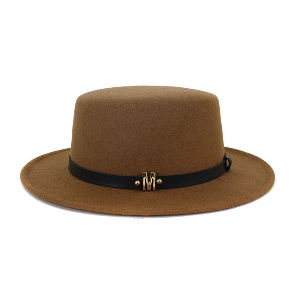 American Jazz Round Brim Flat Top Wool Bowler Hat