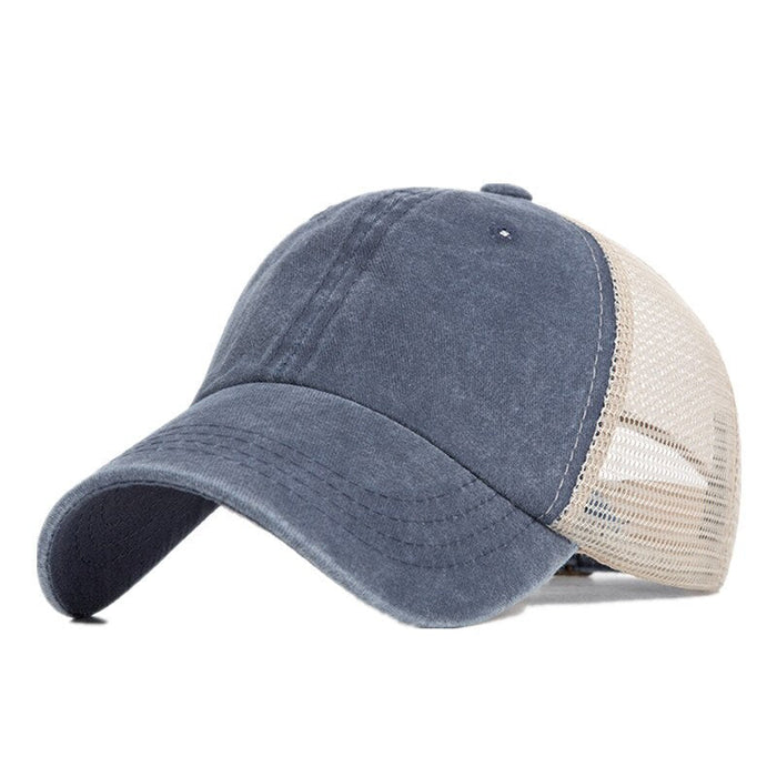 Washed Cotton & Mesh Breathable Retrograde Baseball Cap