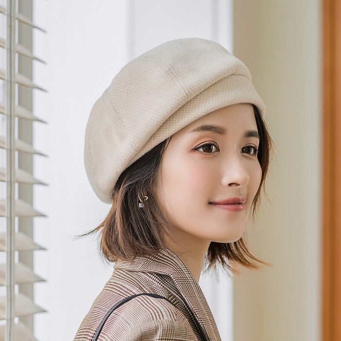 Elegant Cotton Retrograde Plaid Painter's Beret