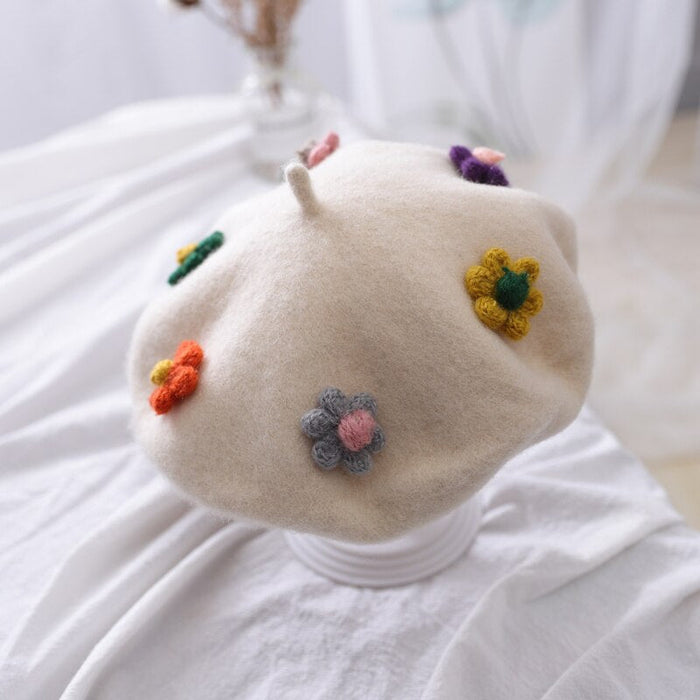 Cute Handmade Children's Flower Painter's Beret