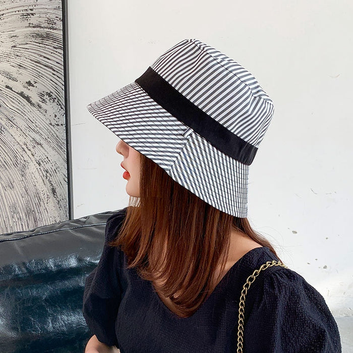 Double-Sided Summertime Striped & Solid Bucket Hat