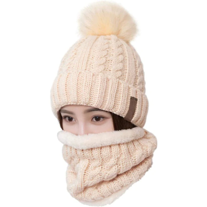 Women's Scarf And Pom Beanie Set