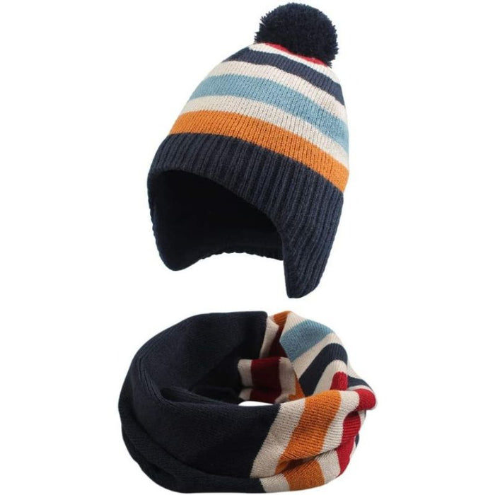 Unisex Knitted Baby Hat Scarf Set Warm Boys Girls Beanie
