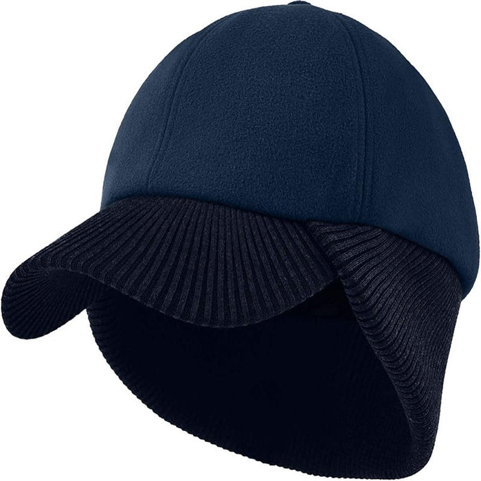Mens Wool Winter Baseball Cap With Warmer Earflap