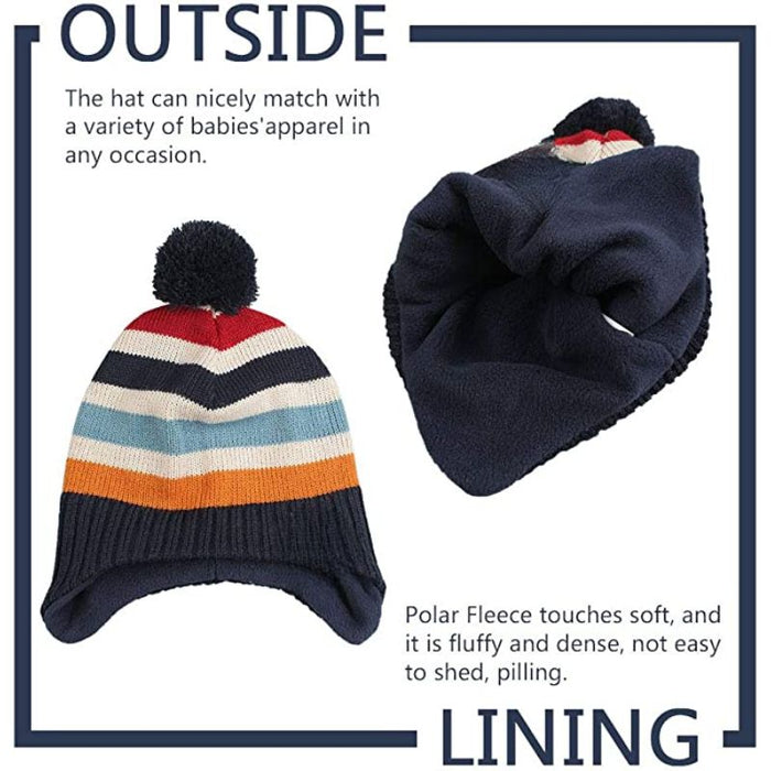 Unisex Knitted Baby Hat Scarf Set Warm Boys Girls Beanie