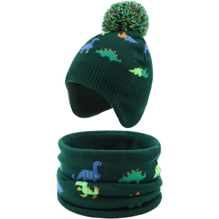 Unisex Knitted Baby Hat Scarf Set Warm Boys Girls Beanie