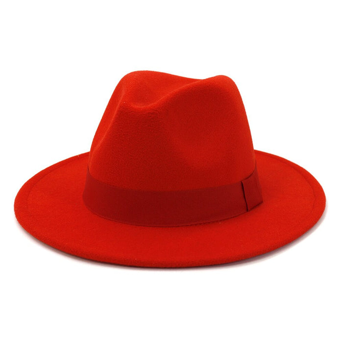 Flat & Wide Brim Women's Simple Buckle Fedora