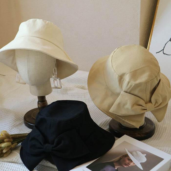 Breathable Cotton Bow & Wide Brim Sun Hats
