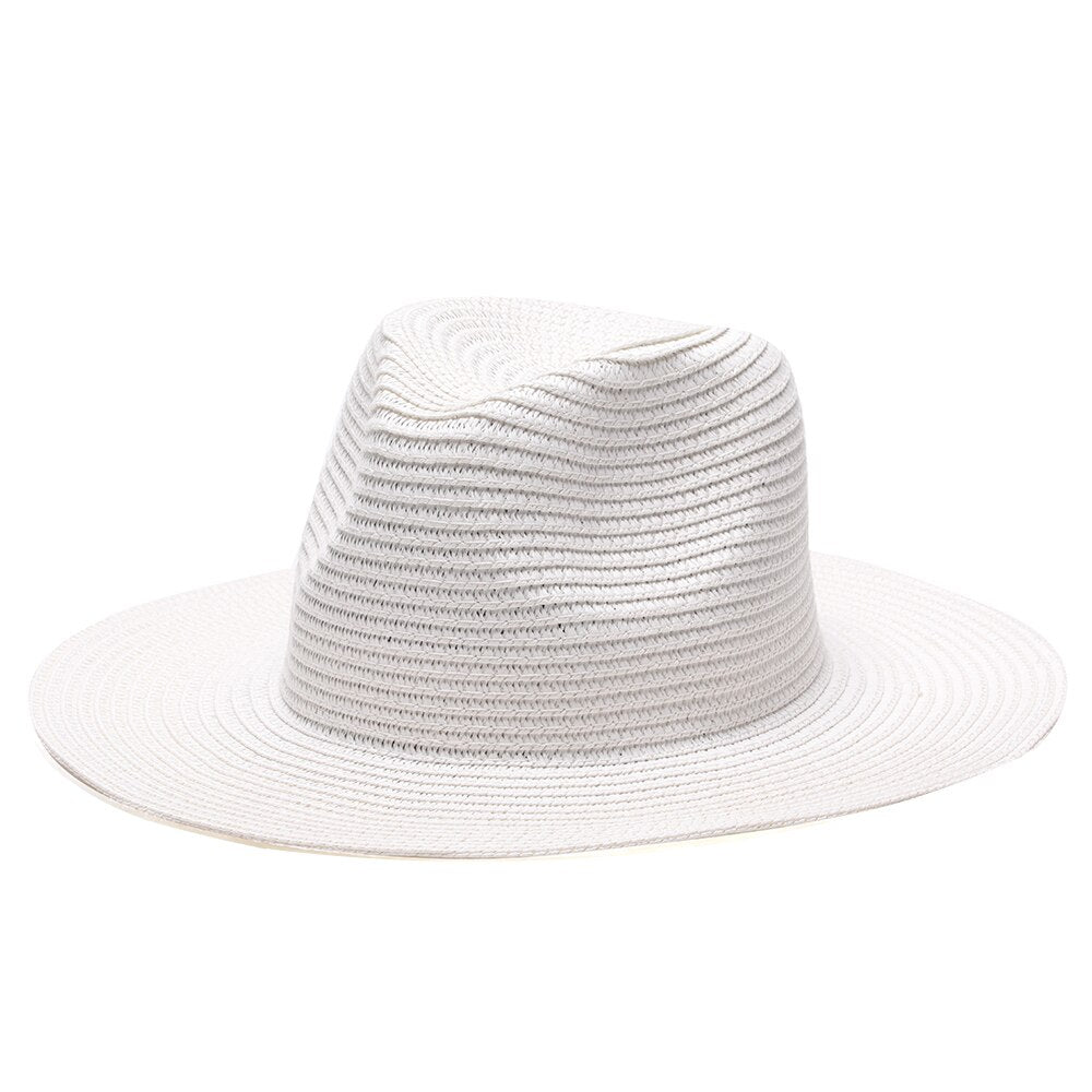Classic Formal Straw Styled Fedora – Ponytail Beanie Hat