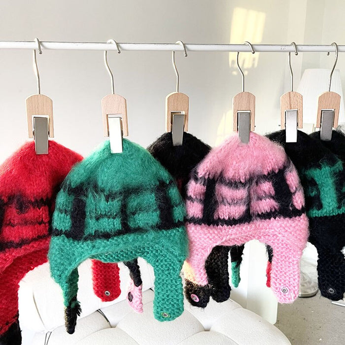 Fur Knitted Earflap Winter Beanie
