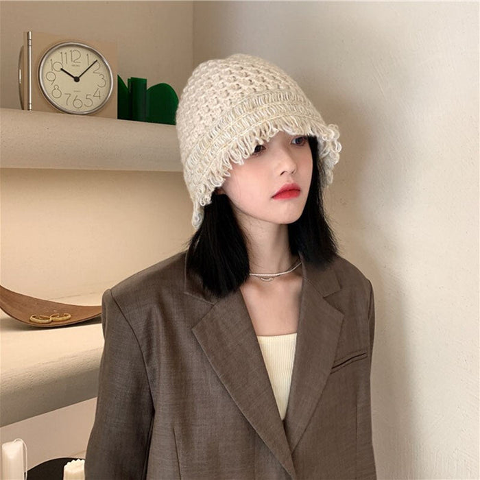 Versatile Japanese Cotton Hand-Knitted Thick Designer Bucket Hat