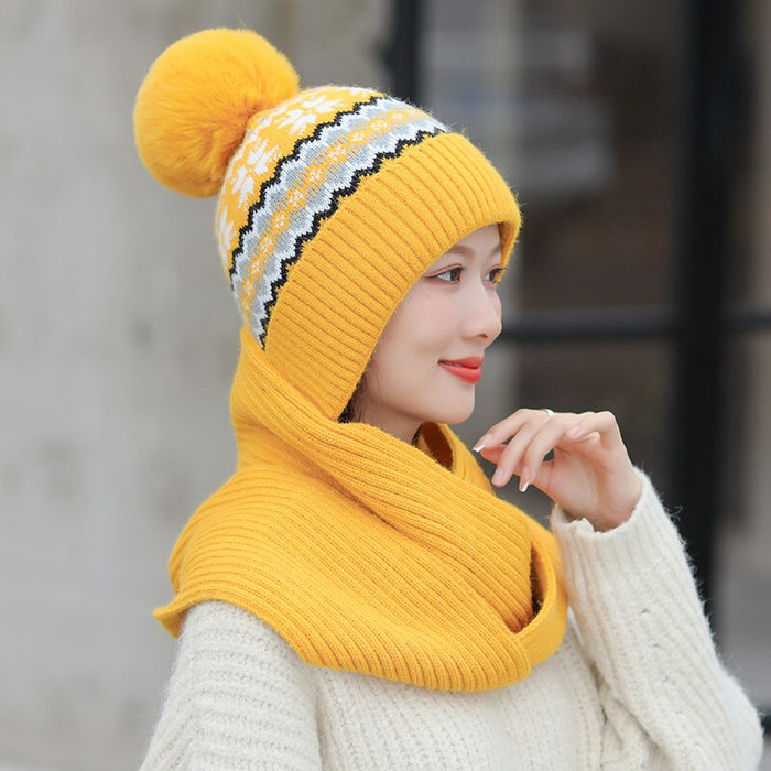 Women's Warm Wool Knitted Winter Hat & Scarf Set