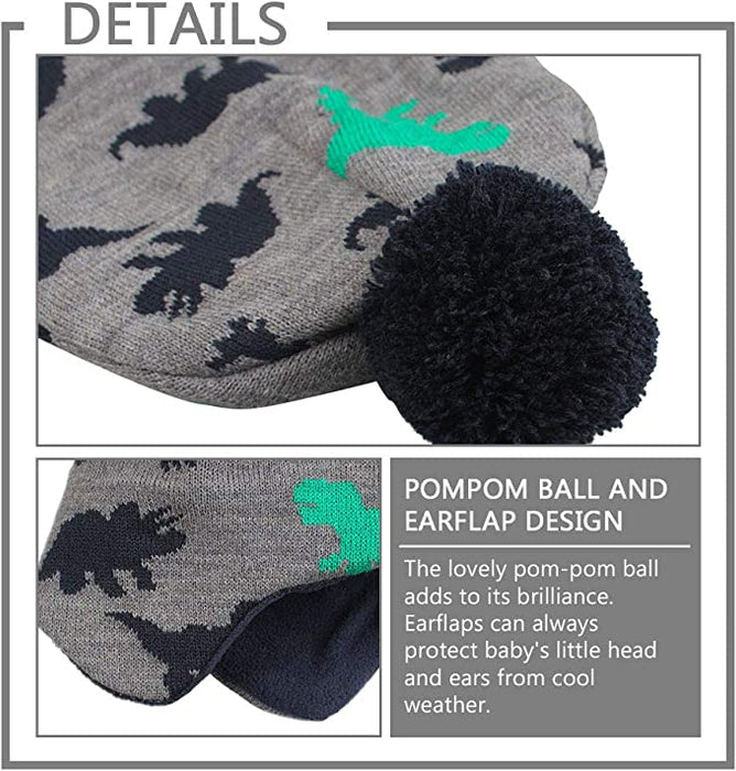 Unisex Knitted Baby Hat Scarf Set Winter Warm Boys Girls Beanie Fleece Lining Toddler Kids Hat With Pompom
