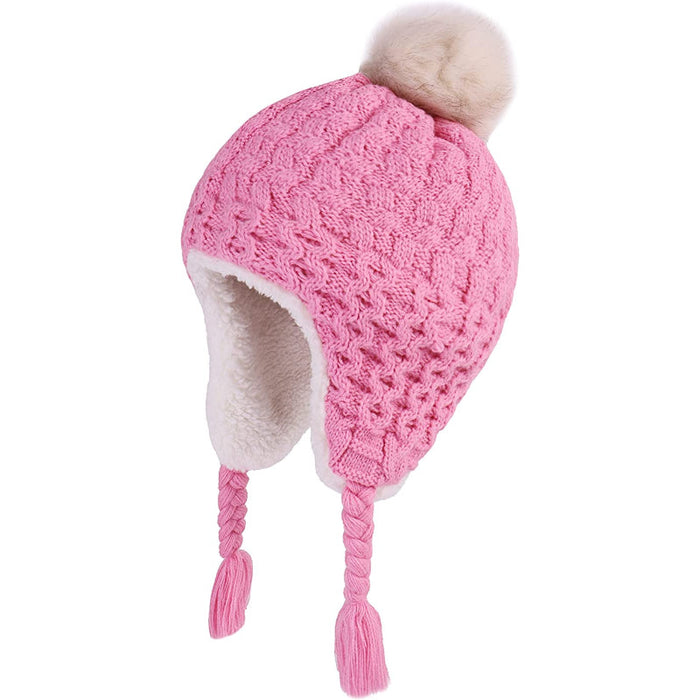 Toddler Kids Ear flap Knit Winter Hat