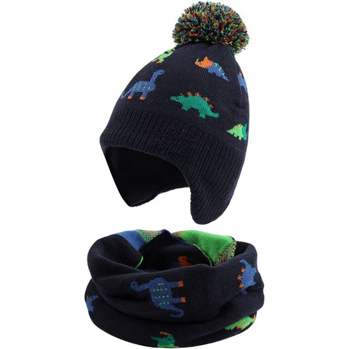 Unisex Knitted Baby Hat Scarf Set Warm Boys Girls Beanie
