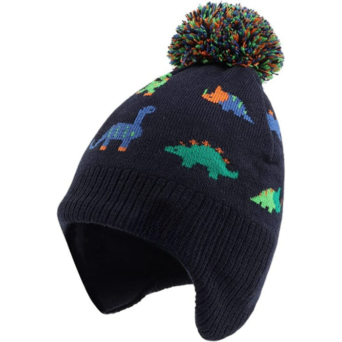 Unisex Knitted Baby Hat Scarf Set Winter Warm Boys Girls Beanie Fleece Lining Toddler Kids Hat With Pompom