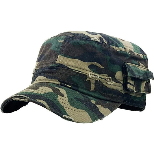 Military Style Cap with Pocket