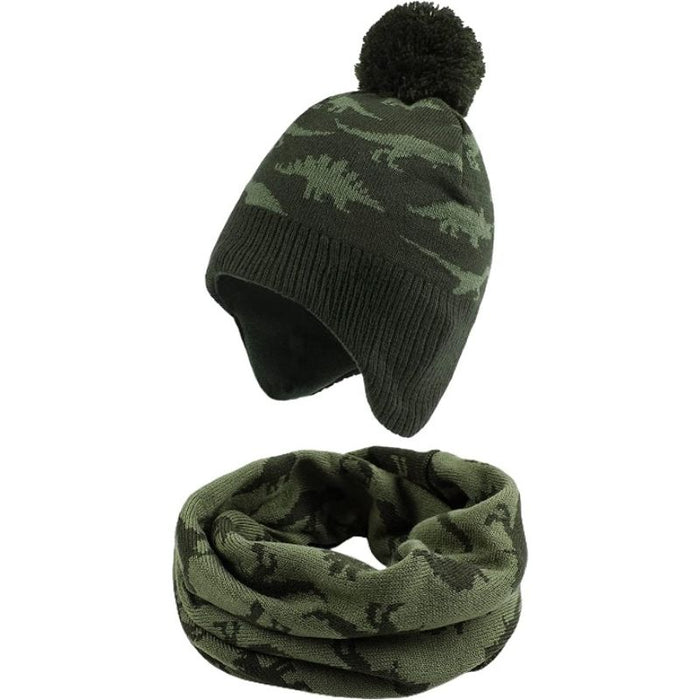 Unisex Knitted Baby Hat Scarf Set Warm Boys Girls Beanie