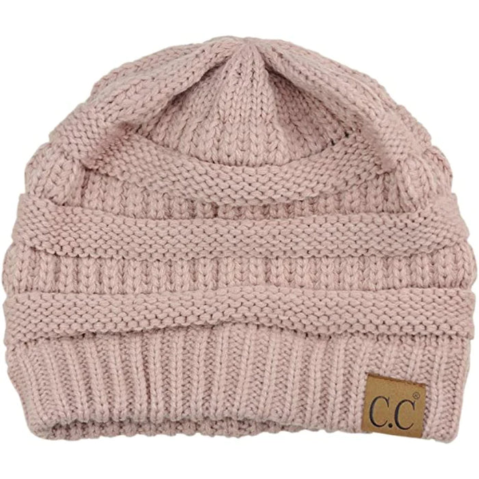 Cool Warm Stretchable Soft Cable Knit Beanie Hat For Winter