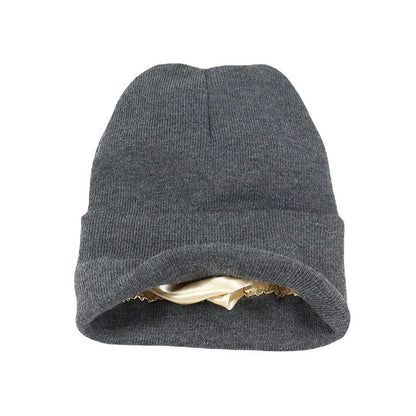 Silk Satin Lined Knit Warm Beanie Caps