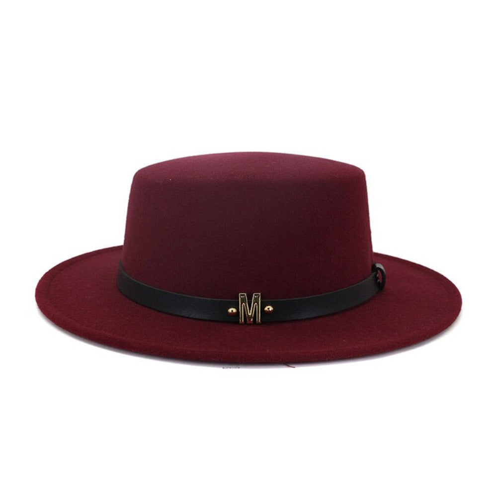 American Jazz Round Brim Flat Top Wool Bowler Hat