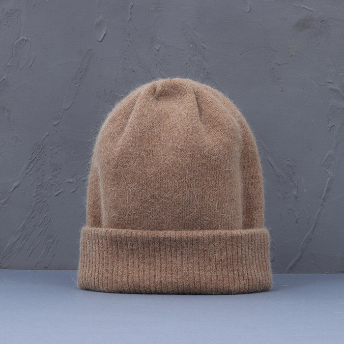 Warm Rabbit Fur Solid Colored Winter Beanie