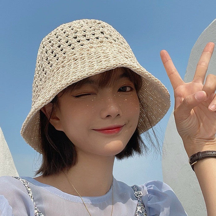 Hollow Knitted Bucket Hat For Women