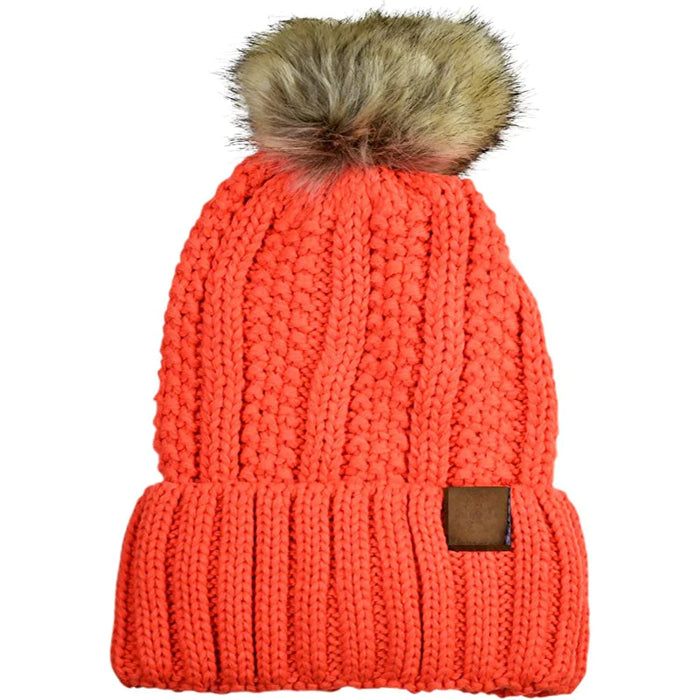 Thick Cable Fuzzy Fur Beanie