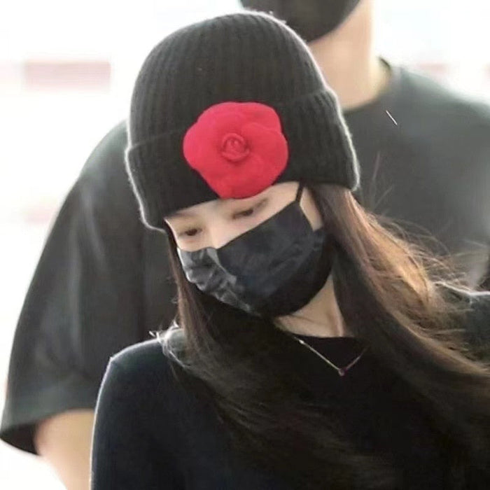 Retrograde Warm Cotton Knitted Floral Winter Beanie