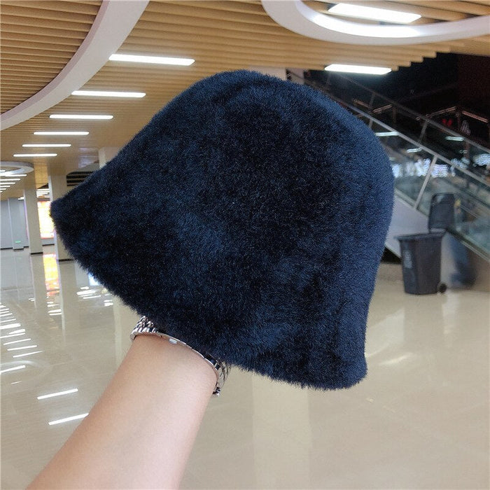 Faux Mink Fur Retrograde Knitted Winter Bucket Hat