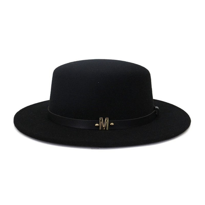 American Jazz Round Brim Flat Top Wool Bowler Hat