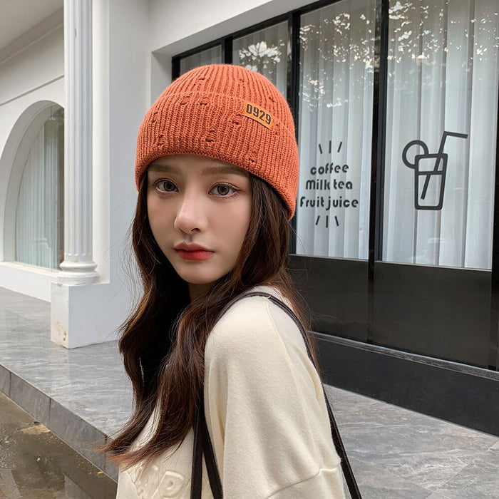 Thickened Wool Knitted Solid Colored Winter Beanie