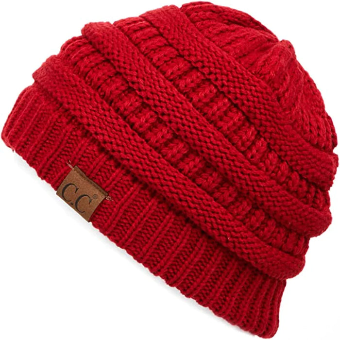 Cool Warm Stretchable Soft Cable Knit Beanie Hat For Winter