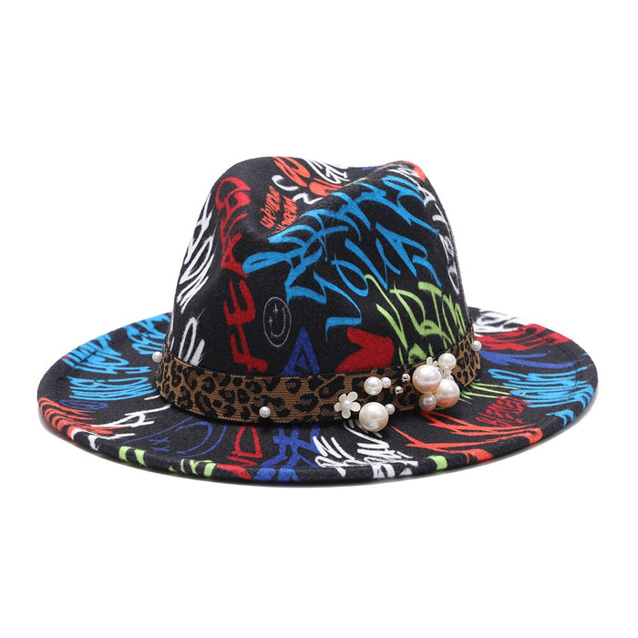 Leopard Print Panama Wool & Felt Jazz Fedora