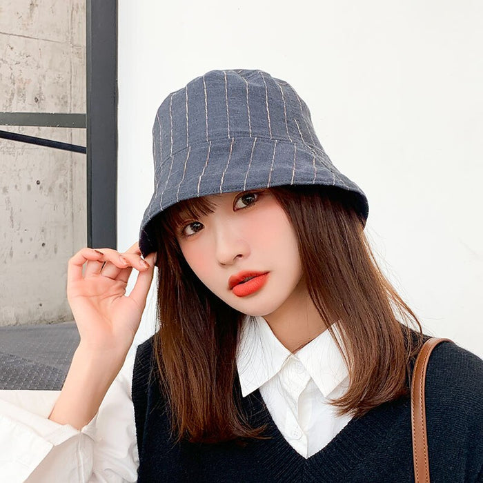 Soft Cotton Blend Striped Summertime Bucket Hat