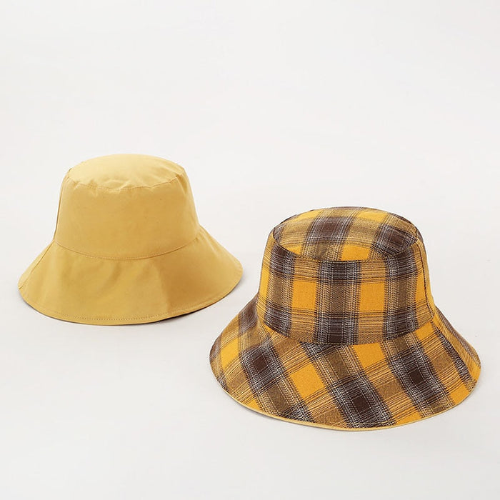 Women's Summertime Plaid Pattern Sunshaded Bucket Hats