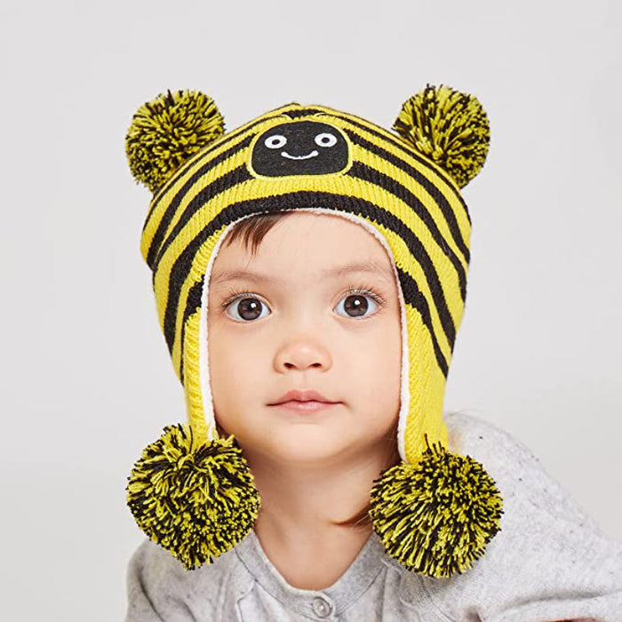 Toddler Earflap Knit Warm Cap Fleece Lined Beanie