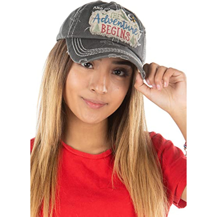 Women's Baseball Cap Distressed Vintage Unconstructed Embroidered Patch Hat