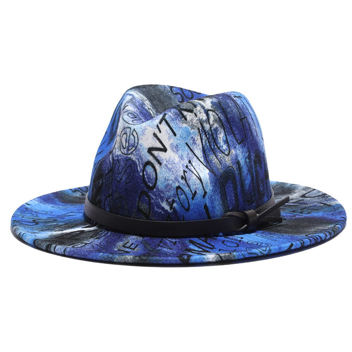 Tie Dye Printed Quotes Cowboy Styled Fedora