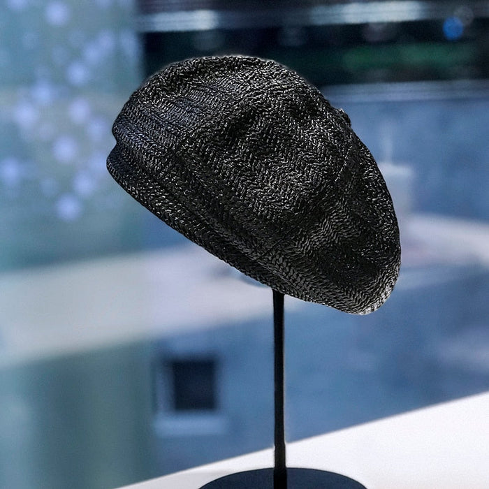 Straw Knit Breathable Retro Octagonal Painter's Beret