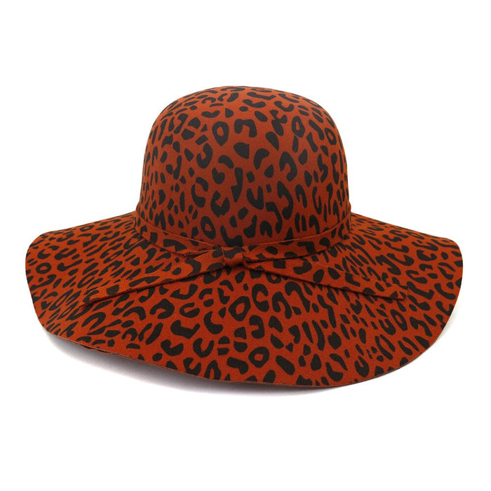 Wide Brimmed Bowtie Leopard Print Sun Hat