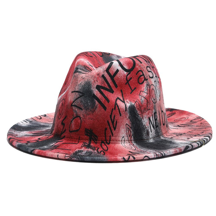 Tie Dye Printed Quotes Cowboy Styled Fedora