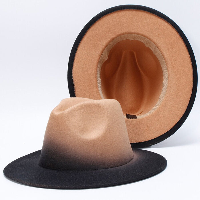 Women's Faded Color Wide Brim Fedora Hat